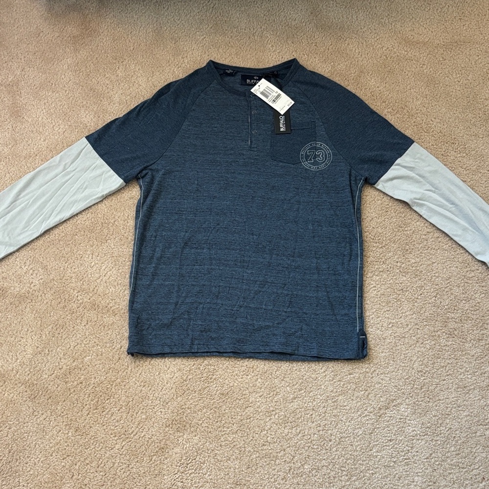 Buffalo (David Britton) - Boys Long sleeve t-shirt. Blue and grey